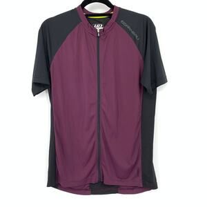 Louis Garneau Cycling Jersey Mens Sz M Maroon Black Short Sleeve Full Zip
